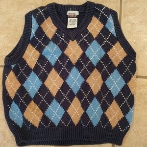 Boys argyle sweater vest in blues and tan